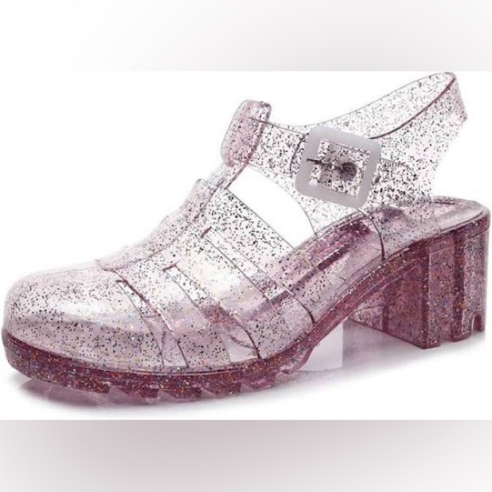 Women's Clear Glitter Jelly Sandals